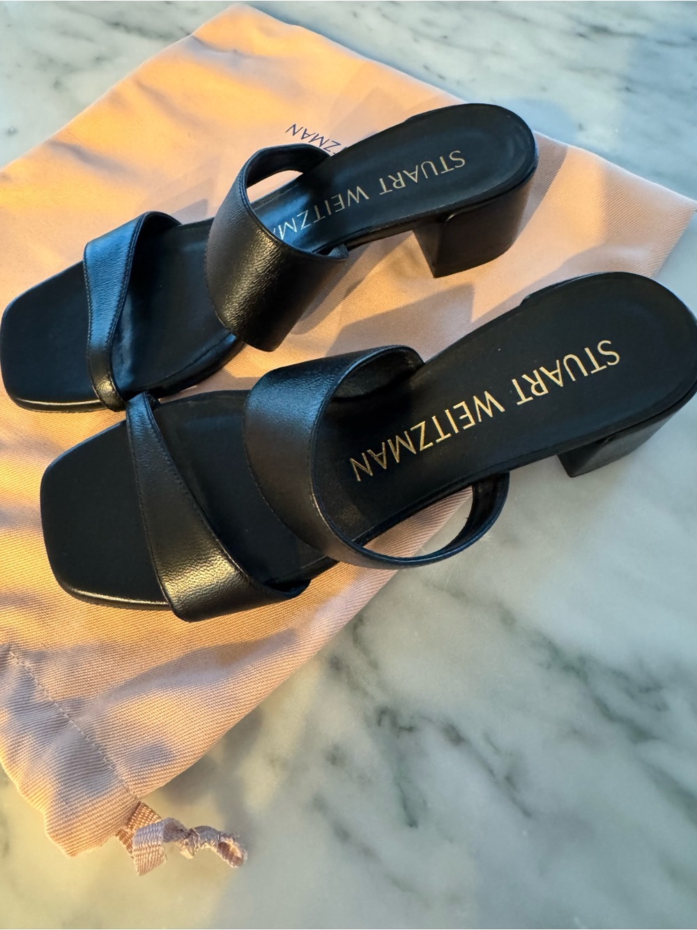Stewart Weitzman Black slides